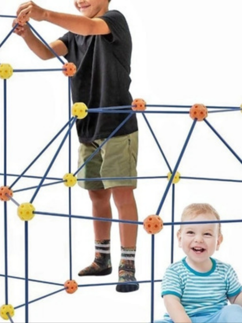 Forts Building Kit Kids Construction Set Blue & Orange